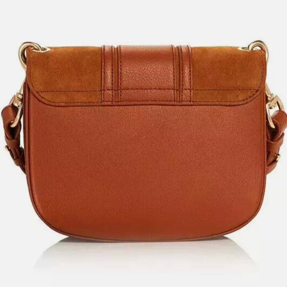 See by Chloé Hana Caramello Leather & Suede Saddle Crossbody Bag - Picture 3 of 16